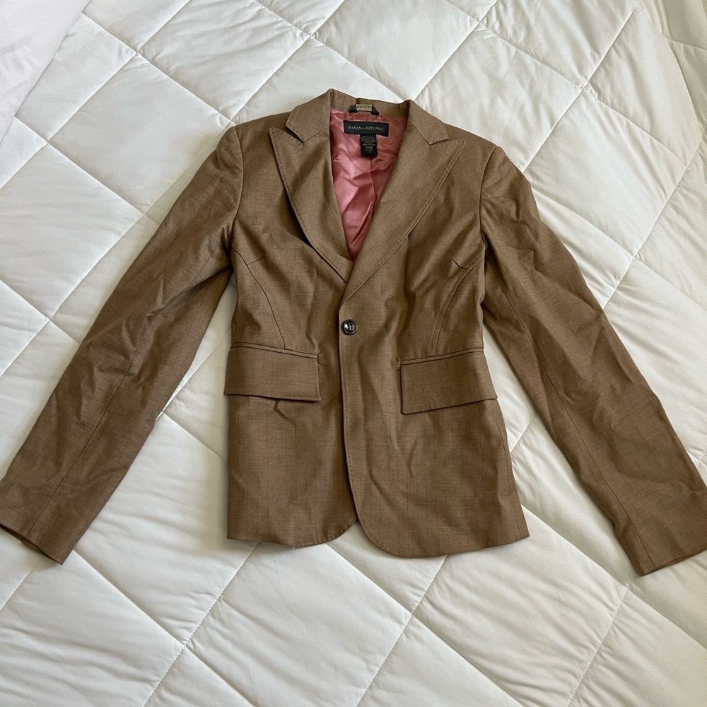 Brown Blazer with Pink Lining